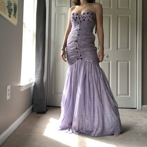 Shimmer by Bari Jay Purple Sparkly Mermaid Gown